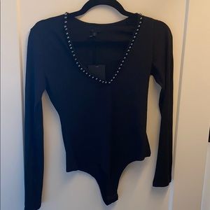 Black embellished bodysuit